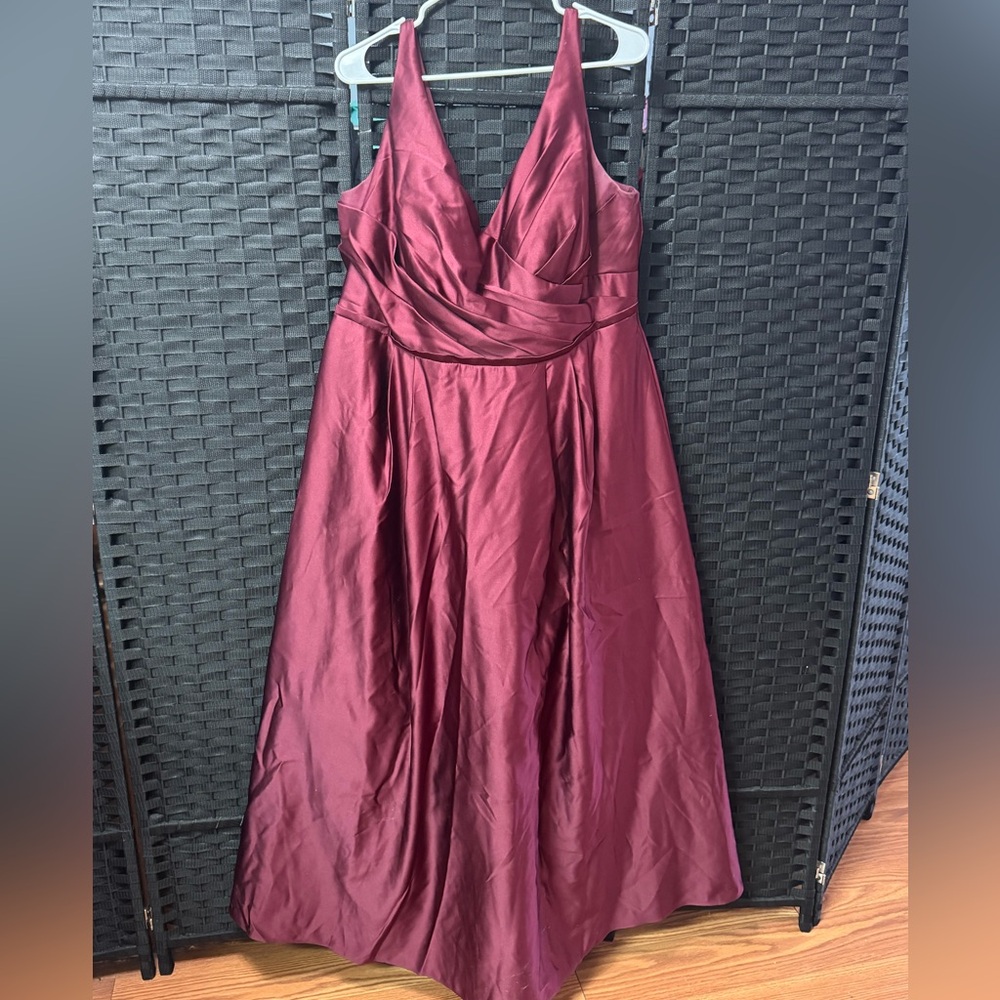 David's Bridal Burgundy Prom Gown